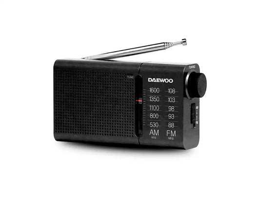 Rádio Pilhas Portátil AM/FM Antena Telescópica e Auriculares