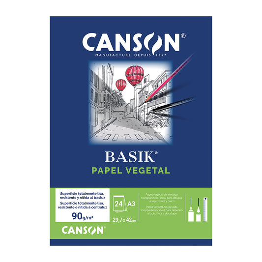 Bloco Papel Vegetal A3 90g Canson 24Fls