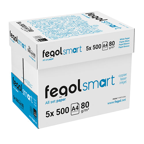 Papel 80gr Fotocopia A4 Fegol Smart Caixa 5 resmas