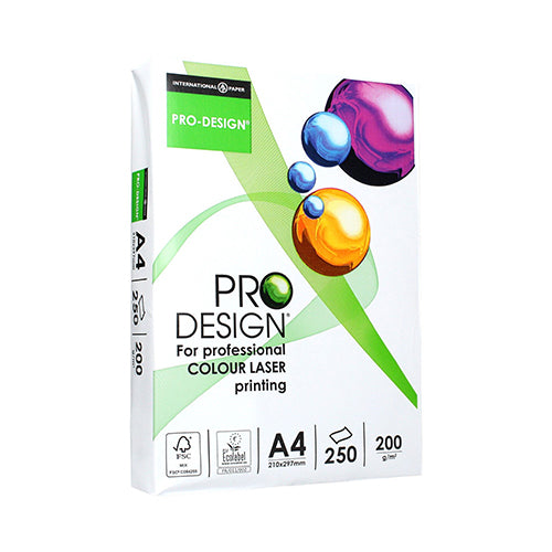 Papel A4 200gr I.P. Pro-Design Laser Branco Pack 250 Fls