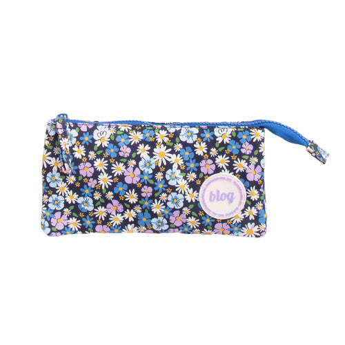 Estojo Triplo Blog Flowers Azul