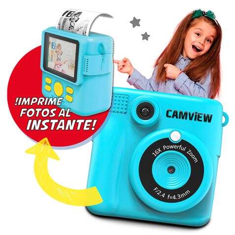 Camview Creative Instant Camera Tela LED de 2,4" Azul