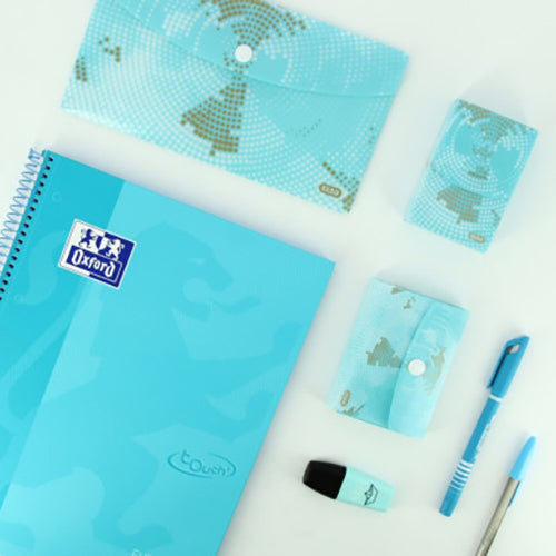 Caderno Espiral A4 Oxford Touch Capa Dura Azul Pastel Xadrez