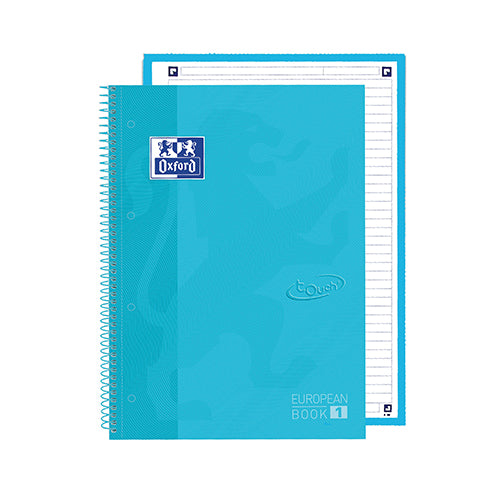 Caderno Espiral A4 Oxford Touch Capa Dura Azul Pastel Pautad