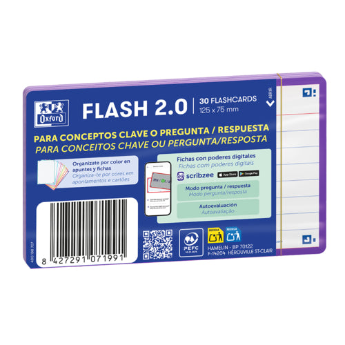 Flashcards Oxford A7 30f Pautado Lilás