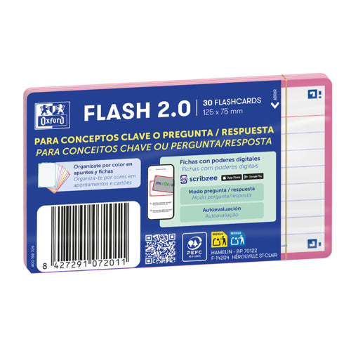 Flashcards Oxford A7 30f Pautado Rosa