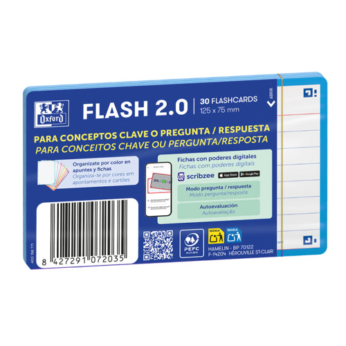 Flashcards Oxford A7 30f Pautado Turquesa