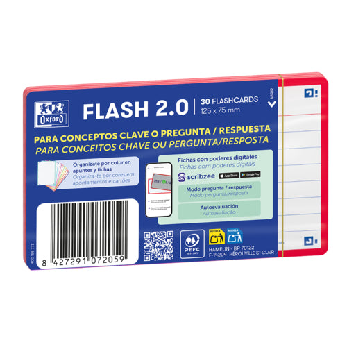 Flashcards Oxford A7 30f Pautado Vermelho