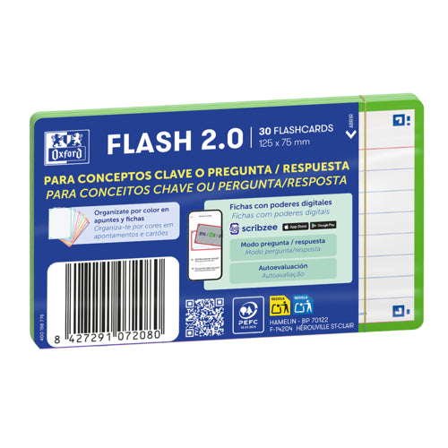 Flashcards Oxford A7 30f Pautado Verde