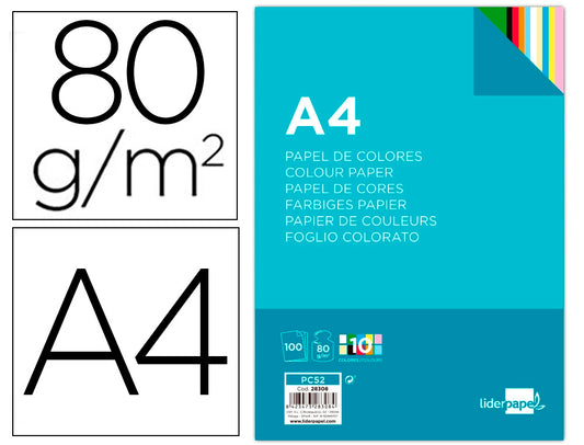 Papel Fotocopia A4 80grs Cor 100 folhas 10 cores x 10 folhas