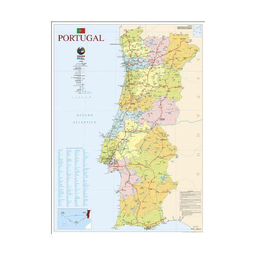 Mapa Portugal Plastificado 80,5X111,5CM Porto Editora 32176