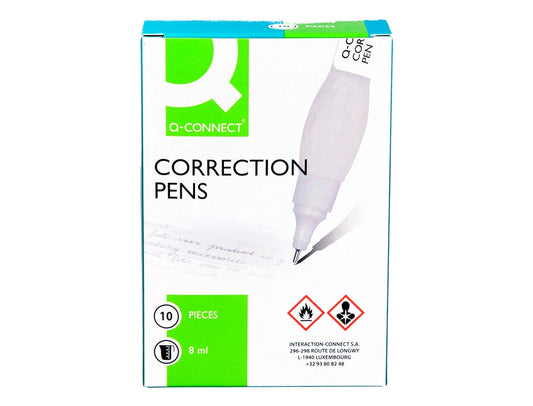 Corretor Caneta Líquida Ponta Metal 8ml Q-Connect 10 uni