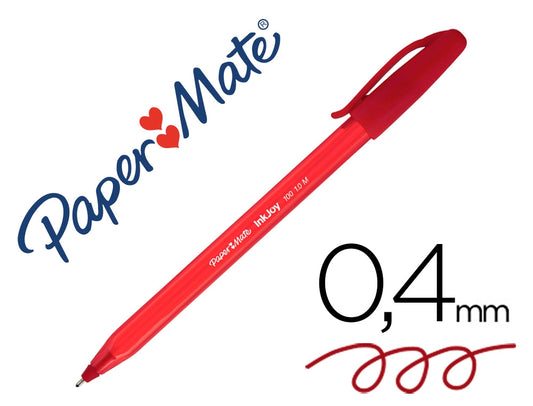 Esferográfica Paper Mate Inkjoy 100 Cap 1.0mm Vermelho