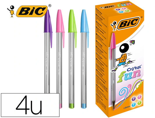 Esferográfica Bic Cristal Large Fashion Pack 4 cores