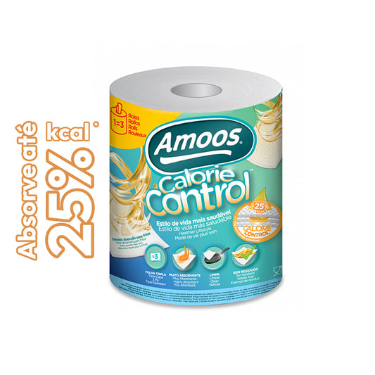 Rolo Toalhas Mão 26mx20,7cm 3Fls Amoos Calorie Control -2un