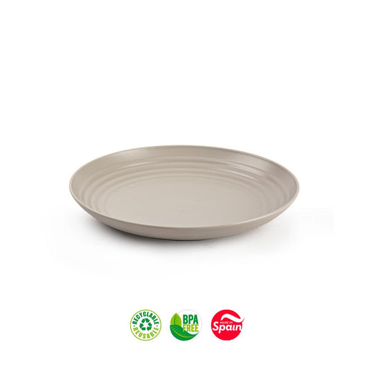 Pratos 22cm Plástico Reutilizável Classic Redondo Bege 12un