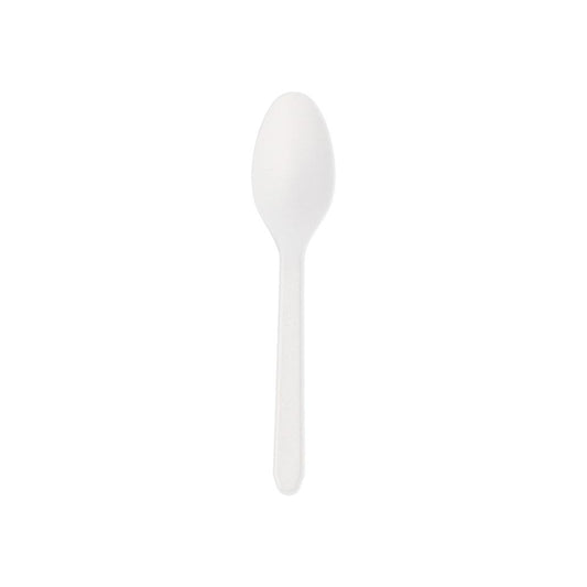Colheres Sobremesa C-PLA Reutilizáveis 12,5cm Branco 100un