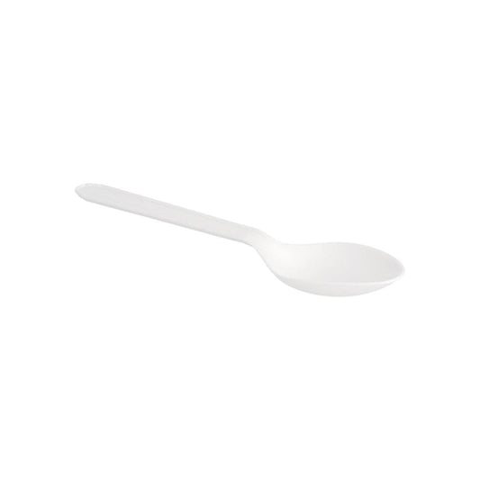 Colheres Sobremesa C-PLA Reutilizáveis 12,5cm Branco 100un