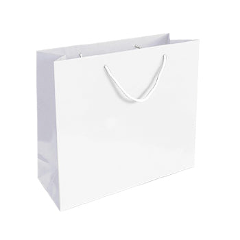 Saco Papel Couché Branco 200g 35x12x36cm c/ Asas Cordão 10un