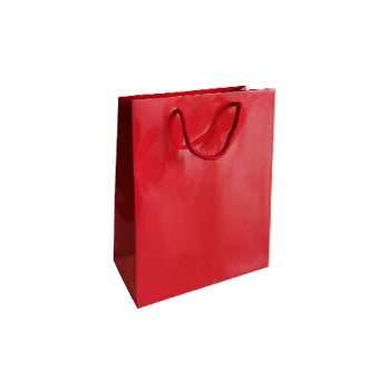 Saco Papel Couché Vermelho 200g 24x10x31cm Asas Cordão 10un