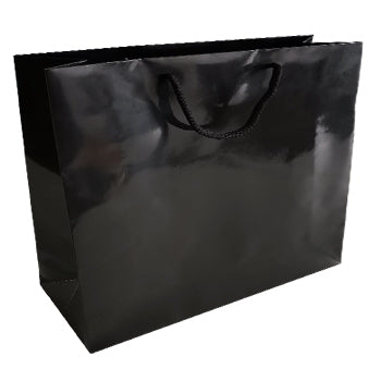 Saco Papel Couché Preto 200g 54x13x44cm c/ Asas Cordão 10un