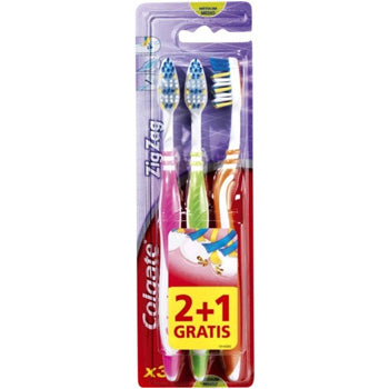 Escova de Dentes COLGATE Zig Zag Media 2 Embalagens 2+1un