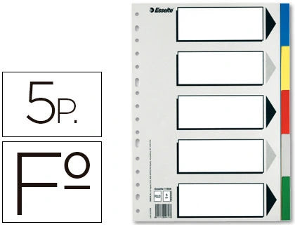 Separadores A4 Plásticos Esselte 5 Posições