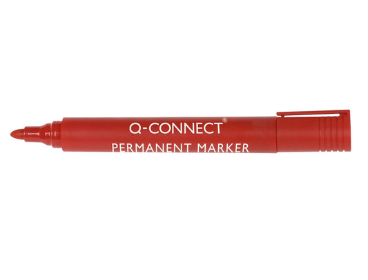Marcador Permanente Q-Connect Ponta Redonda 3mm Vermelho