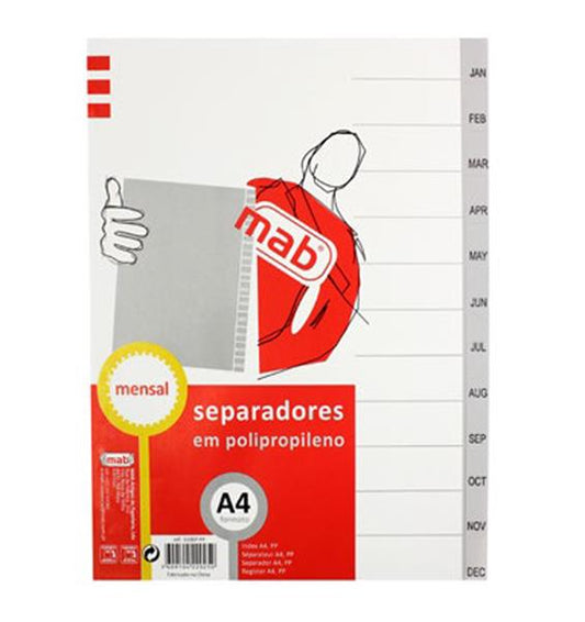 Separadores PP A4 Jan/Dez MAB