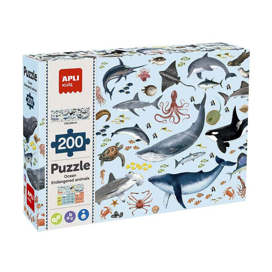 Jogo Educativo Puzzle Apli Animais Ameaçados Oceano 200Peças