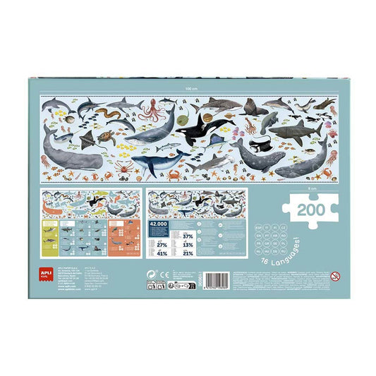 Jogo Educativo Puzzle Apli Animais Ameaçados Oceano 200Peças