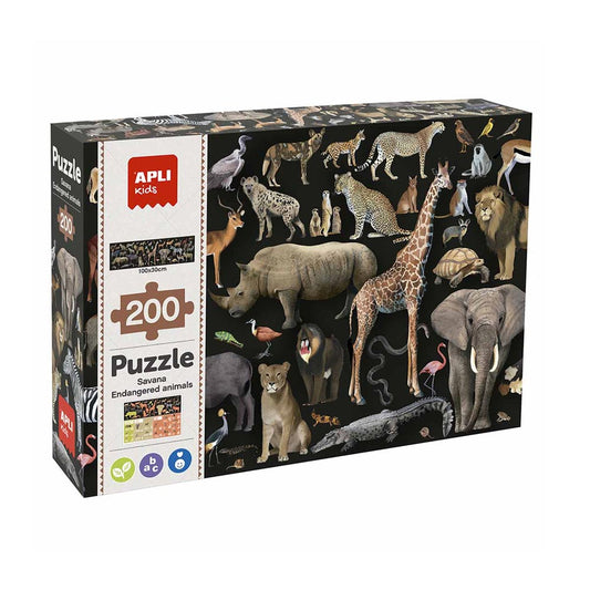 Jogo Educativo Puzzle Apli Animais Ameaçados Savana 200Peças