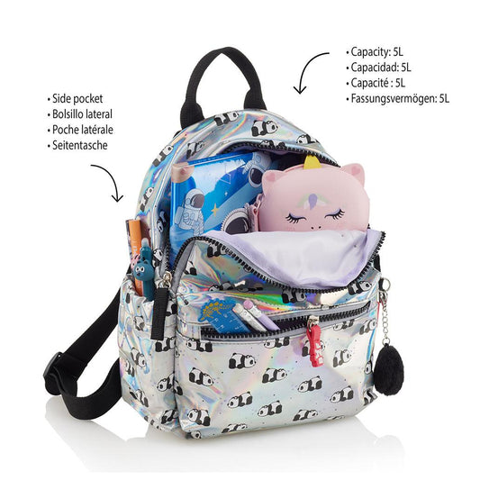 Mochila Infantil Mini Panda Holografica 5L