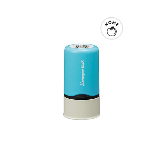Carimbo Personalizado Redondo Objetos Name Stamp Azul