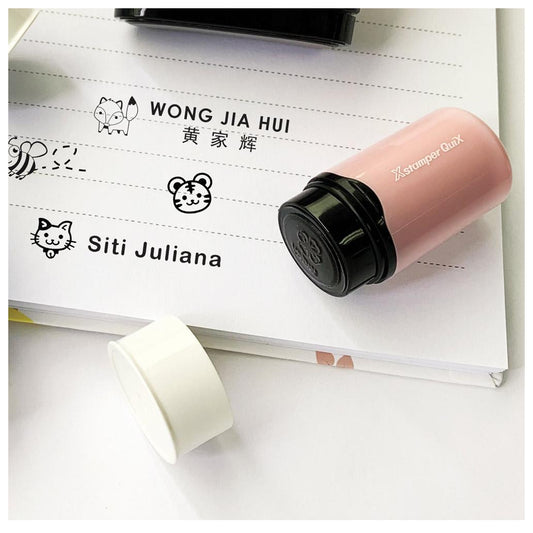 Carimbo Personalizado Redondo Objetos Name Stamp Rosa