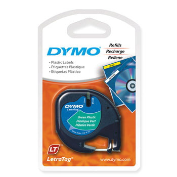 Fita Plástico Dymo 12mmX4m Preto/ Verde (91204)