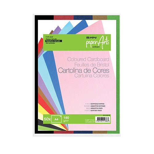 Pack 50 Cartolinas A4 180gr Cores Fortes