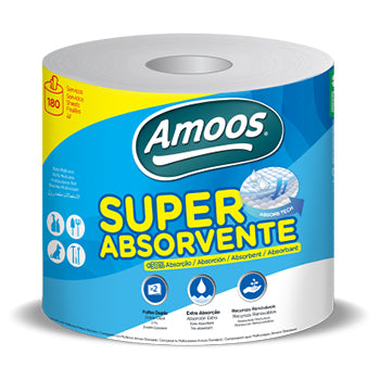 Rolo Toalhas Mão 45mx20,7cm 2Fls Amoos Super Absorvente -2un