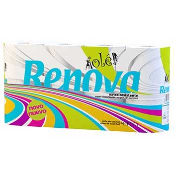 Rolo Toalhas Mão 8,9mx21,5cm 2Fls Renova Branco - 4 Packs