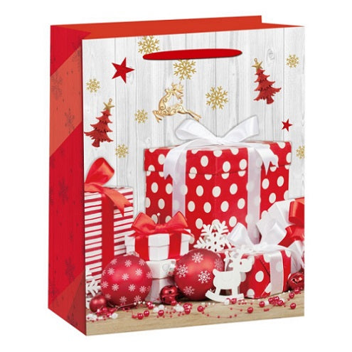 Saco Papel Asa Cordão 26x12x32cm Prendas de Natal