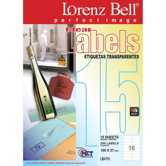 Etiquetas 105x37mm 15Fls Transparente Lorenz Bell 240un