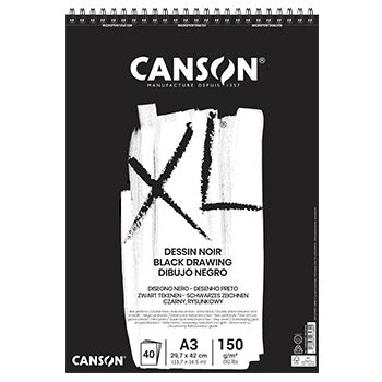 Bloco Espiralado Canson XL Dessin Noir A3 160gr 40 Folhas