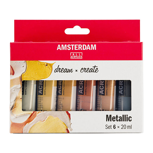 Tintas Acrílicas Amsterdam 20ml Metallic Cx.6