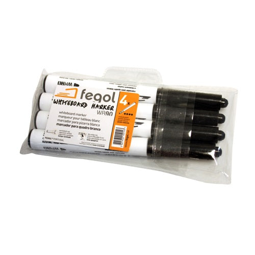Blister 4 Marcadores Quadro Branco Preto