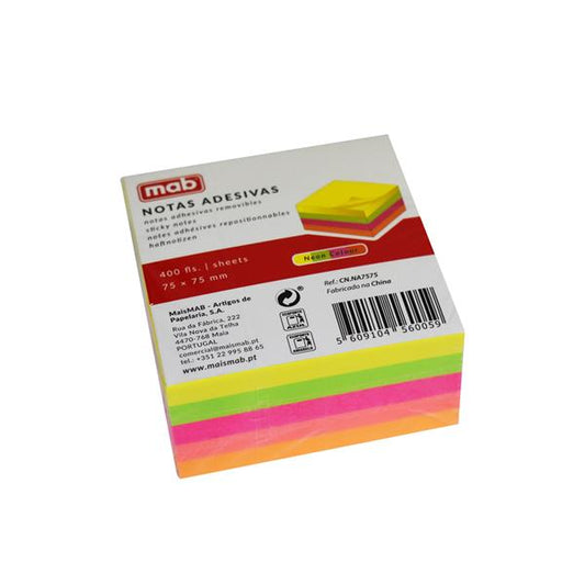 Bloco de Notas Aderentes 75x75mm Cubo Neon