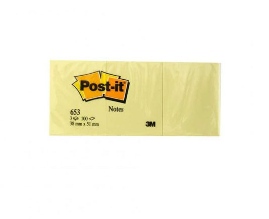 Bloco notas aderentes Post-It 38x51mm 653 Amarelo 100 Folhas