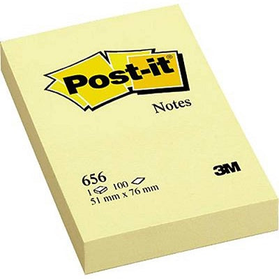 Bloco notas aderentes Post-It 51x76mm 656 Amarelo 100 Folhas