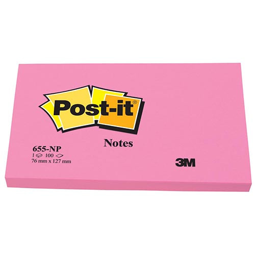 Bloco notas aderentes Post-It 76x127mm Rosa Neon