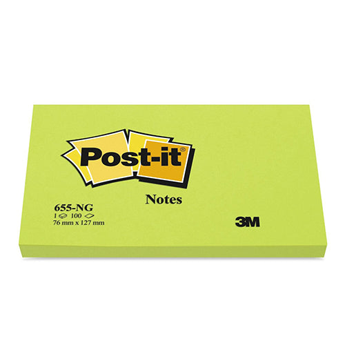 Bloco notas aderentes Post-It 76x127mm Verde Neon