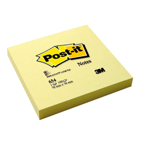 Bloco notas aderentes Post-It 76x76mm 654 Amarelo 100 Folhas